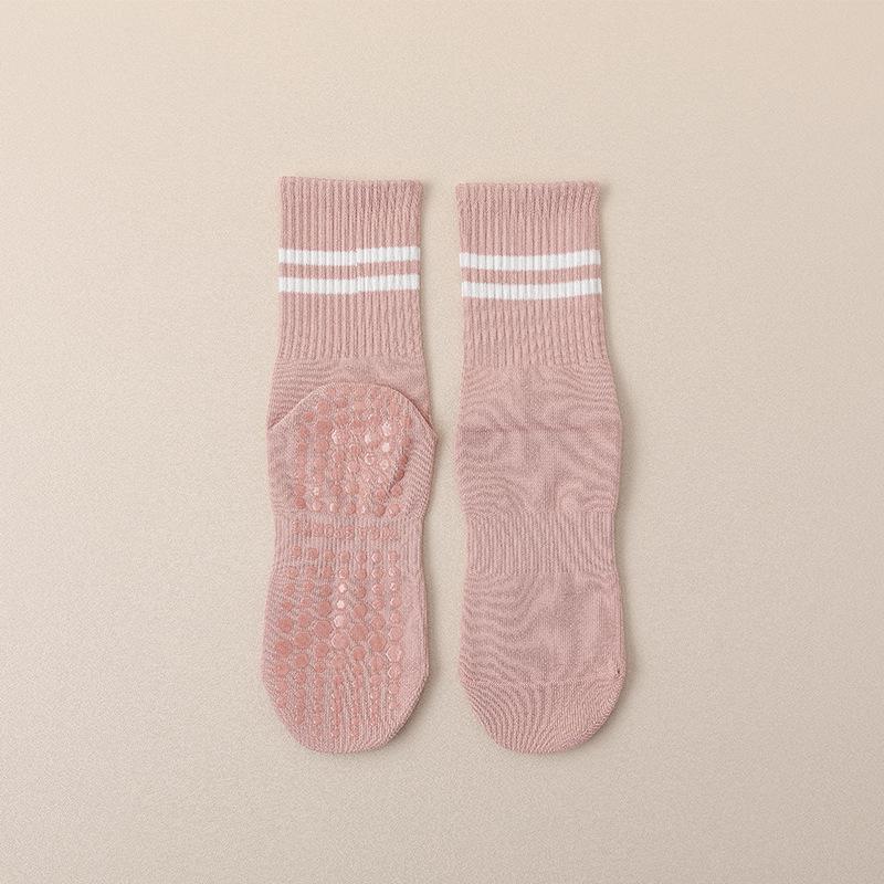 Female Professional Pilates Yoga Fitness Exercise Silicone Non Slip Tube Cotton Socks