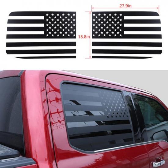 2x US Flag Rear Window Trim Stickers Decal Cover for Ford F150 2015+ Accessories
