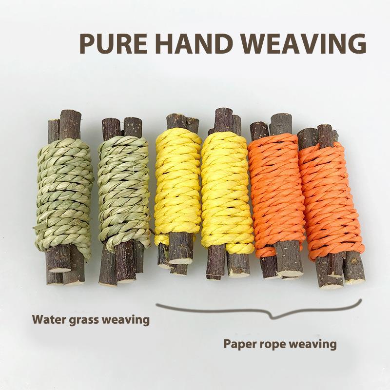 Rabbit Chew Toy Organic Natural Apple Wood Grass Cake Pet Bunny Teeth Grinding Toy For Chinchilla Guinea Pigs Hamsters