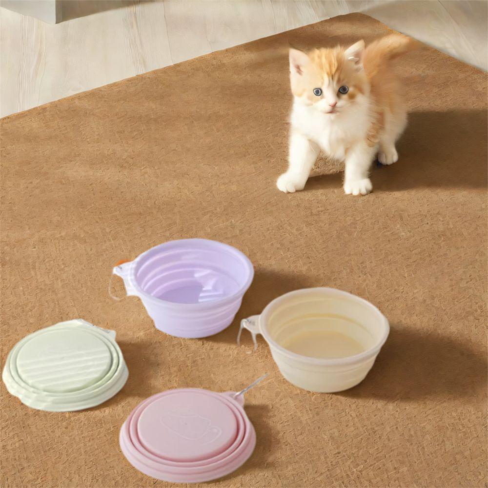 Cartoon Pattern Macaron Pet Bowl TPE Puppy Feeding Bowl Travel Pet Bowl Pet Feeding