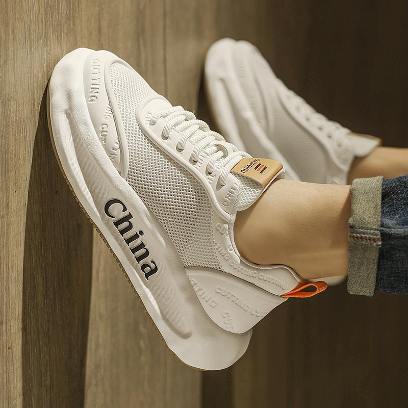 Summer breathable thin mesh thick-soled Forrest Gump board shoes casual sports net shoes running hollow trendy shoes