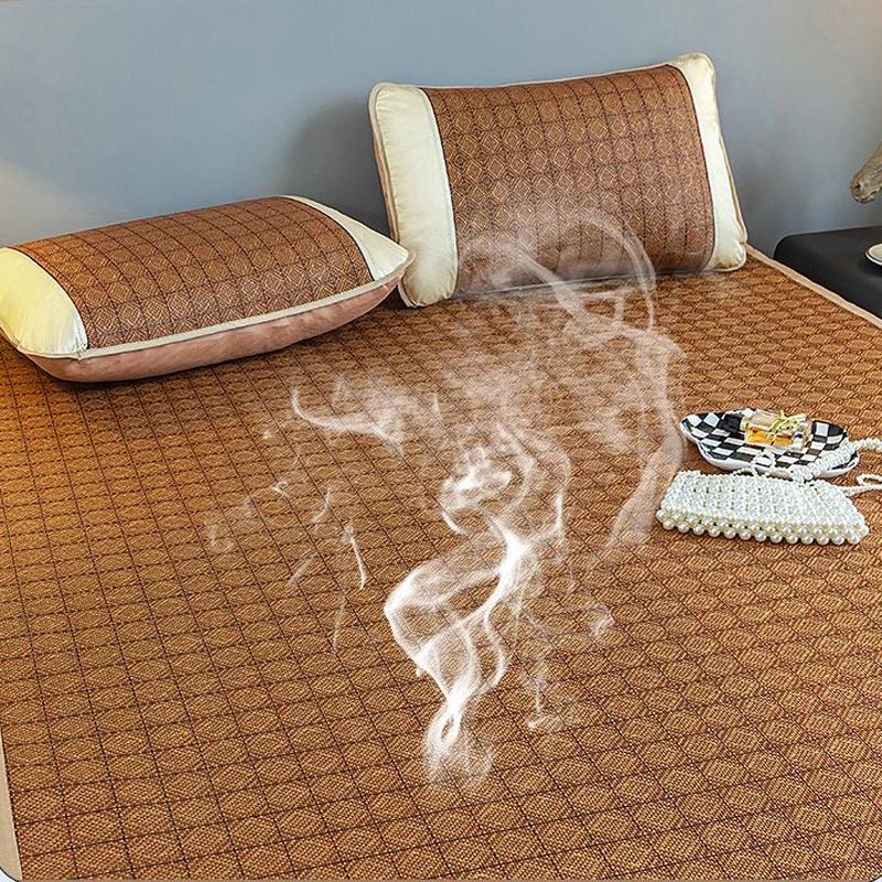 WOSTAR Summer Bamboo Rattan Mattress Adult Baby Cool Sleeping Mat Ice Cold Sheet Single Double Bed Foldable Protection Pad 150