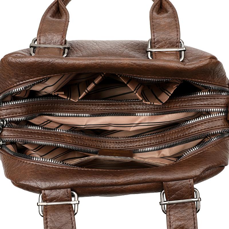 Bolsa Tote Grande Capacidade PU Feminina Multicompartimentos para o Dia a Dia Ombro Transversal