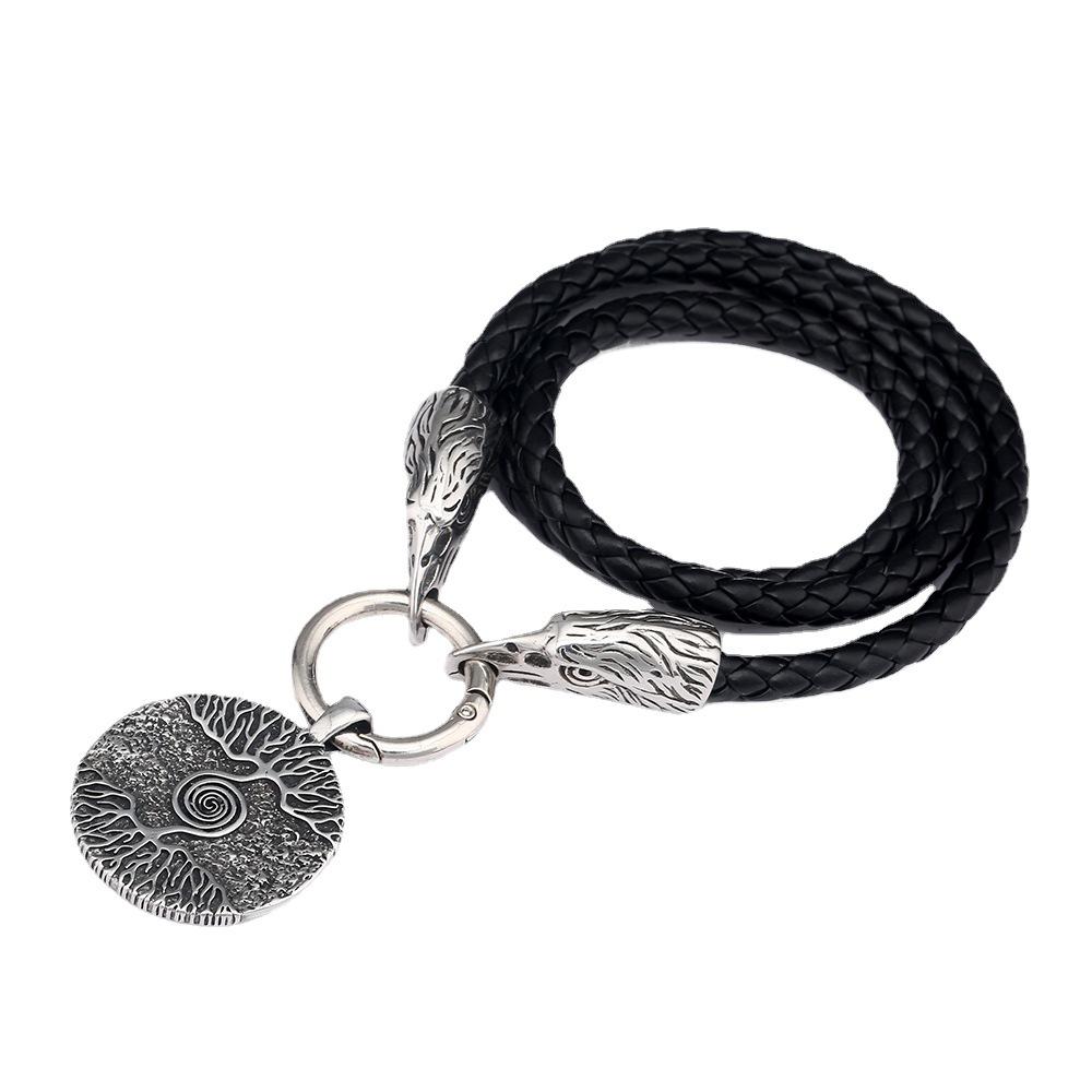 

Мужское винтажное ожерелье с подвеской из нержавеющей стали «Викинг Один Ворон Древо жизни» 40CM