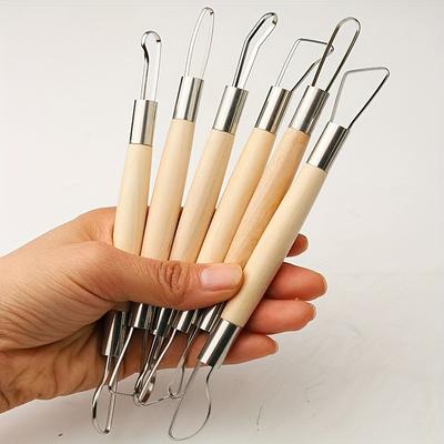 Dual-Headed Pottery Tools, Wooden Shaping Wire Cutters, Clay Sculpting Carving Knives, Clay Modeling Tools for Ceramic and Pottery Crafting