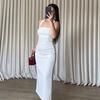 European and American Women's Clothing Spring and Summer Backless Neck Collar Sleeveless Long Dress Waist and Hip Temperament Dress