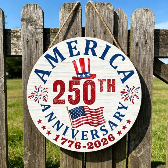VS 250e Verjaardag Houten Deurbord 1776-2026 250 Jaar Vrijheid Patriottisch Hangbord voor 4 juli Onafhankelijkheidsdag Voordeur Huis Veranda