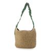 Drawstring frill handle woven tote bag