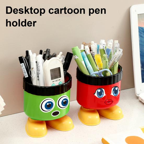 Simpatico Portapenne Cartone Animato con Piedini Grande Capacità Tondo Organizzatore da Scrivania per Materiale Scolastico e da Ufficio Scatola Decorativa Portaoggetti da Scrivania