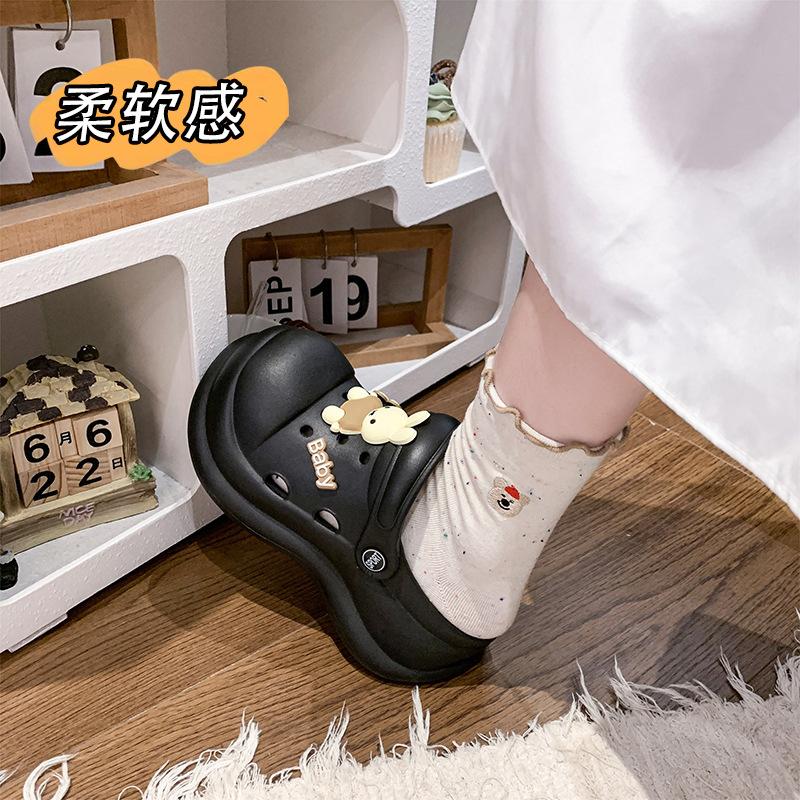 2025 Summer Wear, Step On Shit, Thick-soled Cute Dolls, Hole Shoes, Women's Heightening Bag Head, Girl's Heart Two Wear Sandals