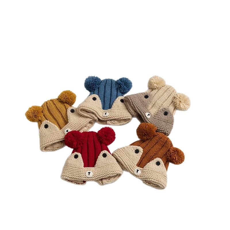 Korean-Style Hand-Knitted Wool Hat for Newborns – Warm, Windproof, and Ear-Protective for Boys and Girls.