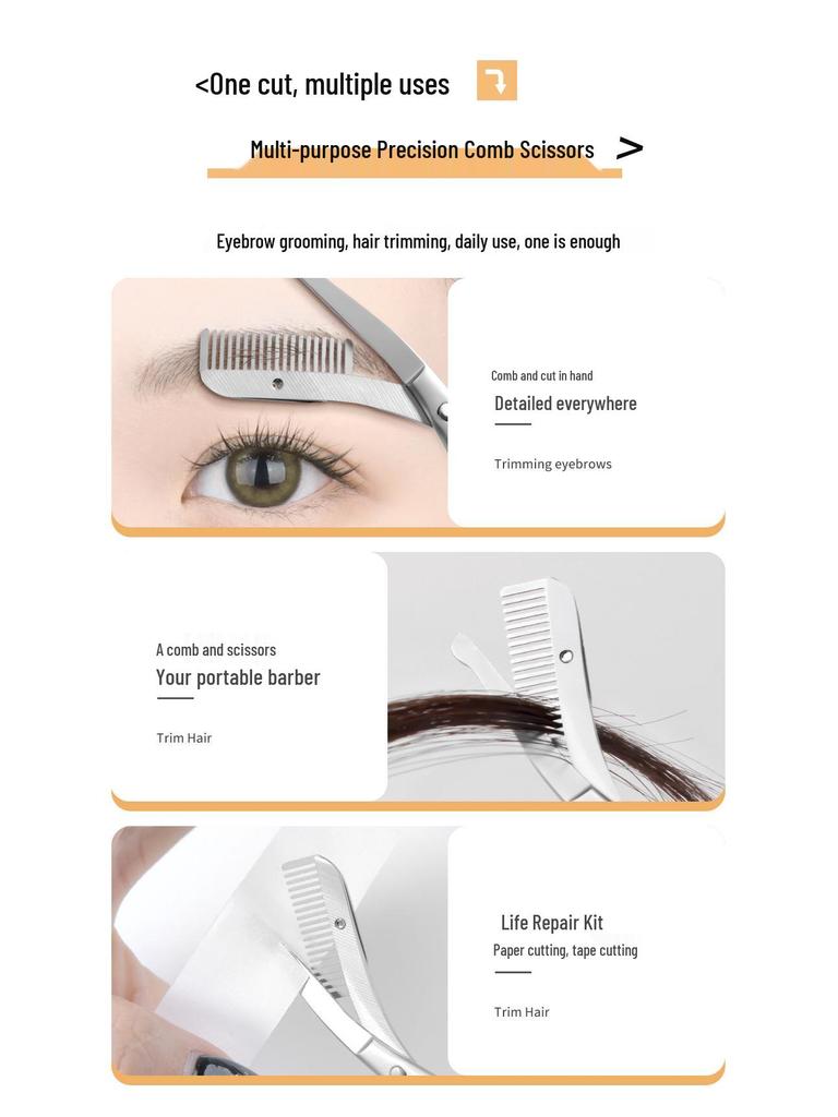 Beauty Method Stainless Steel Eyebrow Trimmer Tool with Comb & Scissors for Beginners