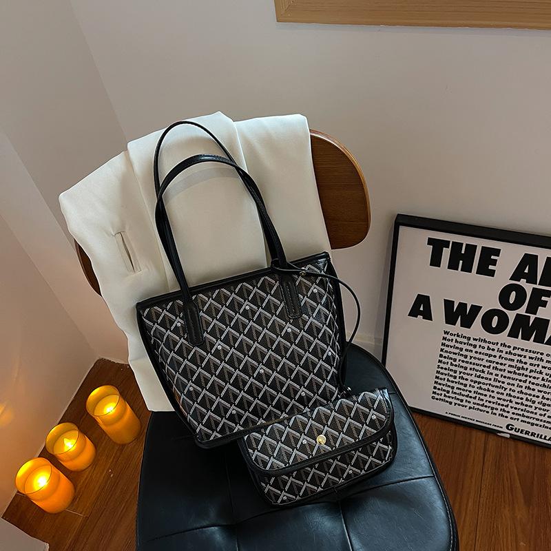 New style fashion dog tooth shopping bag large capacity tote bag shoulder handbag women's bag