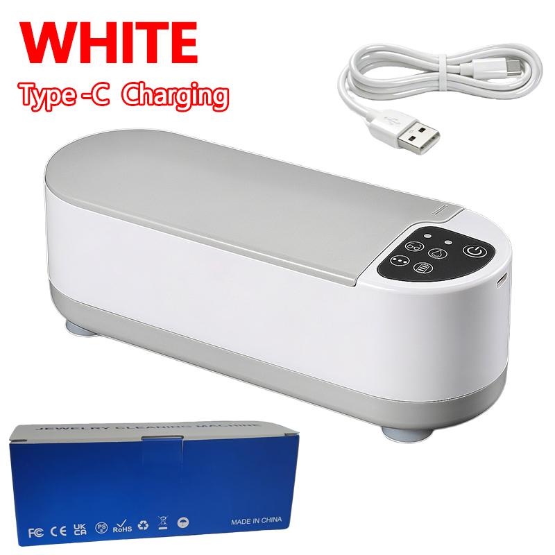 Portable Jewelry Cleaner Machine 2 Modes Rechargeable Ultrasonic Cleaner for Eyeglasses Denture Retainer Rings Necklaces