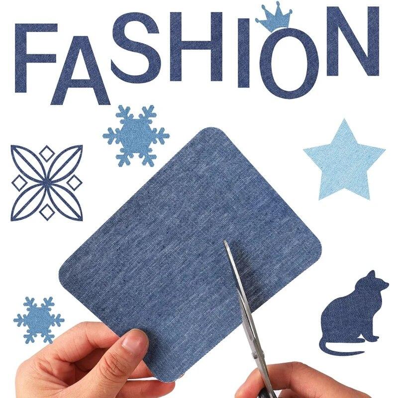 5~25Pcs Denim Iron-on Patches Repair Kit 100% Cotton Strongest Glue For Jeans and Clothing Inside&Outside Repair and Decoration