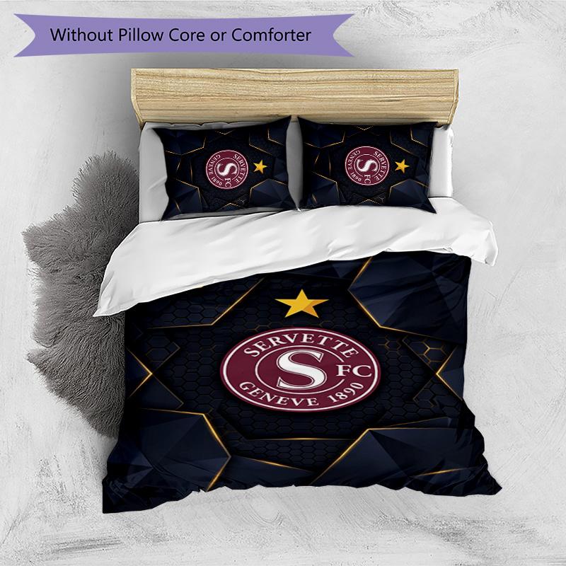 Servette FC Bedrucktes 3-teiliges Bettwäsche-Set Atmungsaktiver Bettbezug mit Kissenbezügen Dekorative Bettwäsche für Schlafzimmer Zuhause