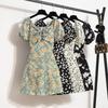 Abiti casual a vita alta con scollo a V a maniche corte con stampa floreale primavera estate moda donna