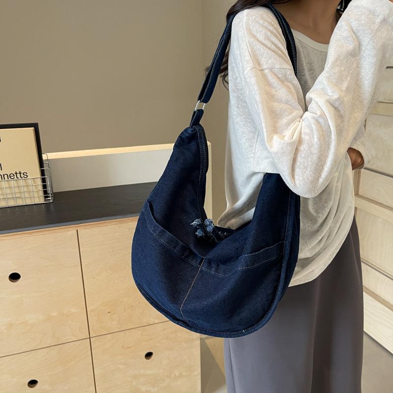 Denim Bag Women Tote Bag Student Class Large Capacity Shoulder Bag Crossbody Bag