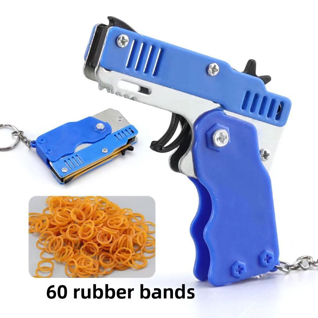 Foldable Continuous Launch Rubber Circle Model Gun Alloy Children Keychain Toy