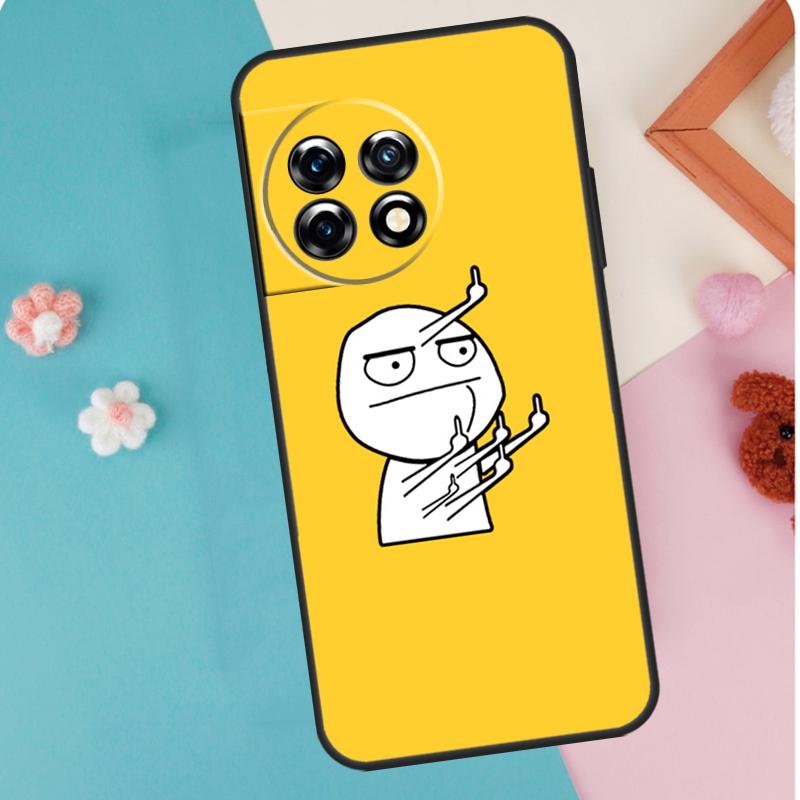Funny Man Middle Finger Case For OnePlus 13T 10T 8T 10R 12R 13R 15R 11 12 13 15 Nord CE 5 2 3 4 Lite N20 N30 Cover