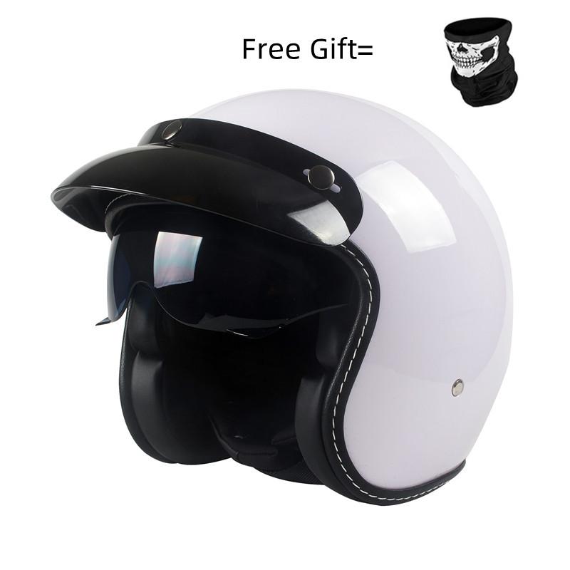 Half Face Vintage Motorcycle Helmet Retro German Kask,Cafe Racer,Scooter,Cruiser,Chopper,Matte Black Leather DOT