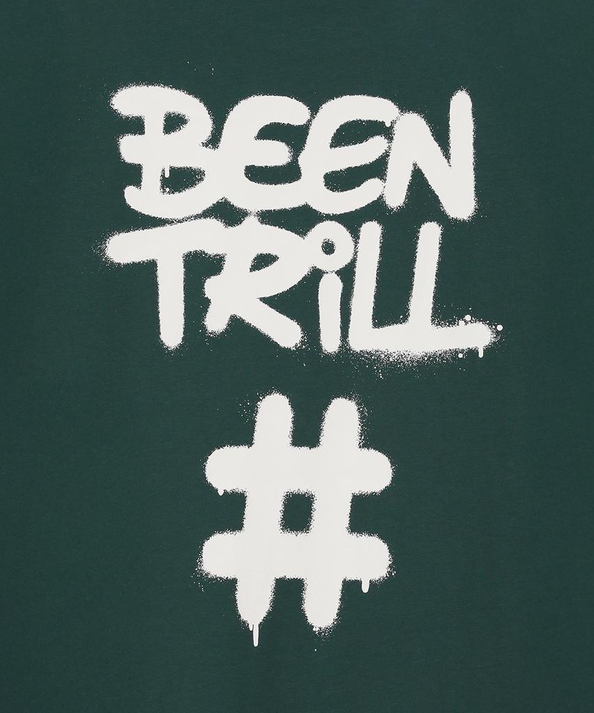 BEENTRILL Spray Hashtag Oversized Short Sleeve T-Shirt (Dark Green)