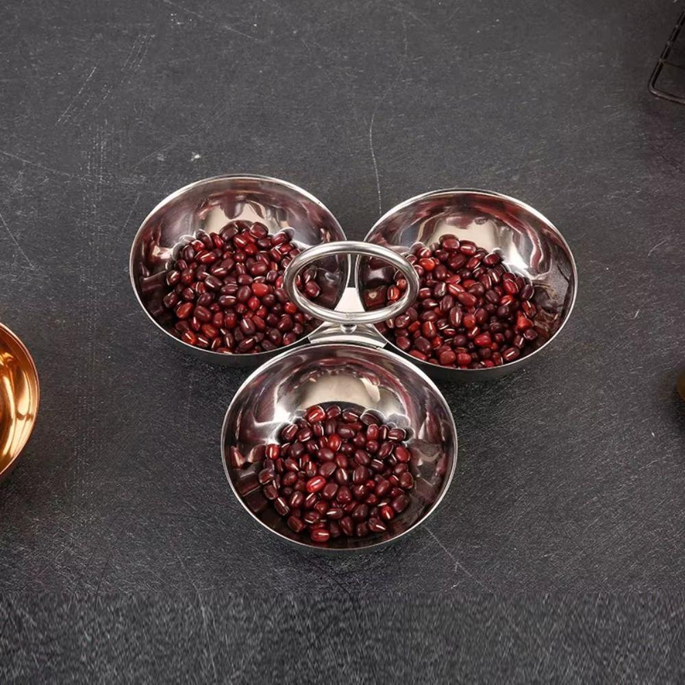 304 Stainless Steel Snack Bowl Round Bowl Circle Ring Handle Fruit Plate Rust-proof Multi-functional Appetizer Platter