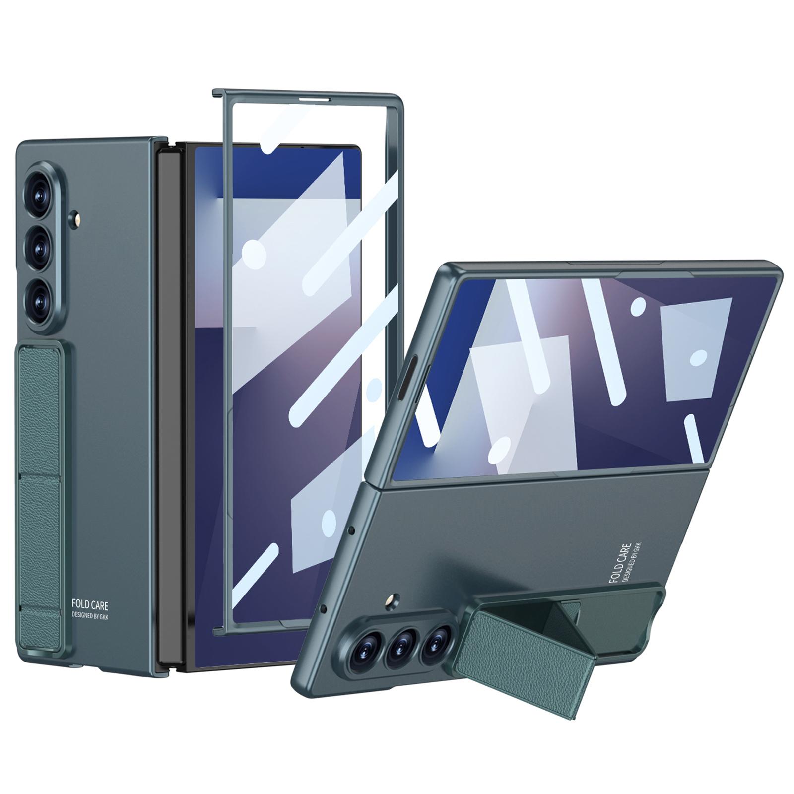 

GKK For Samsung Galaxy Z Fold7 5G Case with Kickstand PC+Tempered Glass Phone Back Cover Green