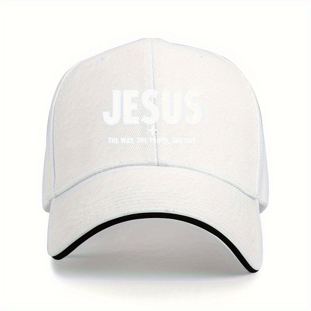 Mens Baseball Cap  Lightweight QuickDrying Sports Hat with Adjustable Strap Black Religious Jesus Design Outdoor Church