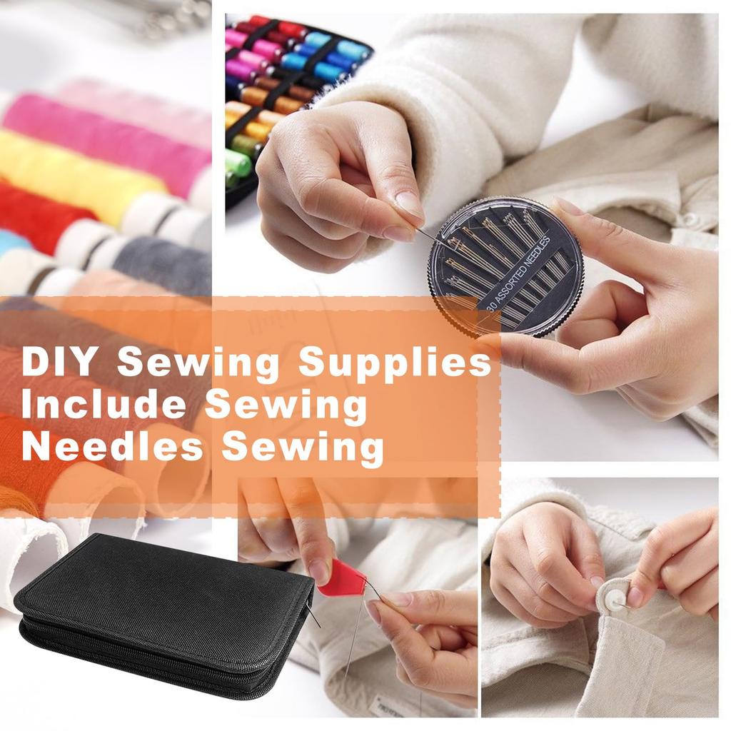 JUNING Sewing Portable Sewing Kit with Tools for and for Home Elementary School and Includes Black Storage Bag Colors XL Kit, Embroidery, Crafts,