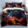 Majestic Dog Under Aurora Sky Bedding Duvet Cover Set  (1*Duvet Cover 2*Pillowcases, Without Duvet Insert)