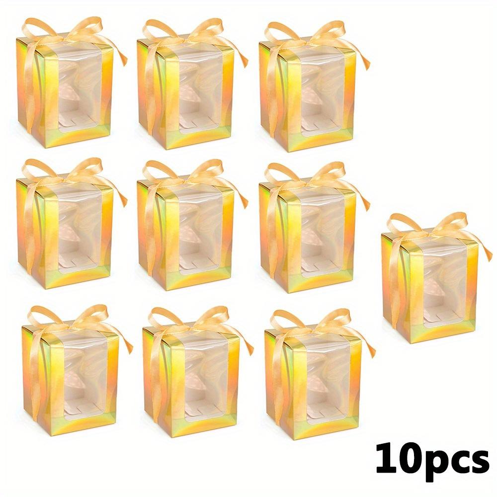 10 Stück Goldene Geschenkboxen für Weinglas Transparente Geschenkverpackungsbox für 9 oz Stielloses Glas Papiergeschenkbox Geschenkbox mit Transparentem Fenster