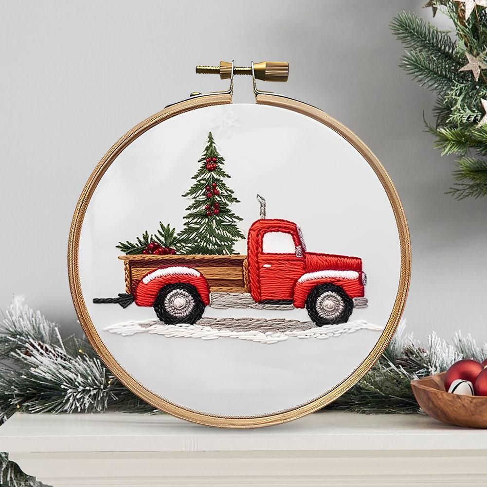 Christmas Hand Embroidery Starter Kits with Embroidery Hoop Material Package Only DIY Hand Embroidery Kit for Adults Beginners