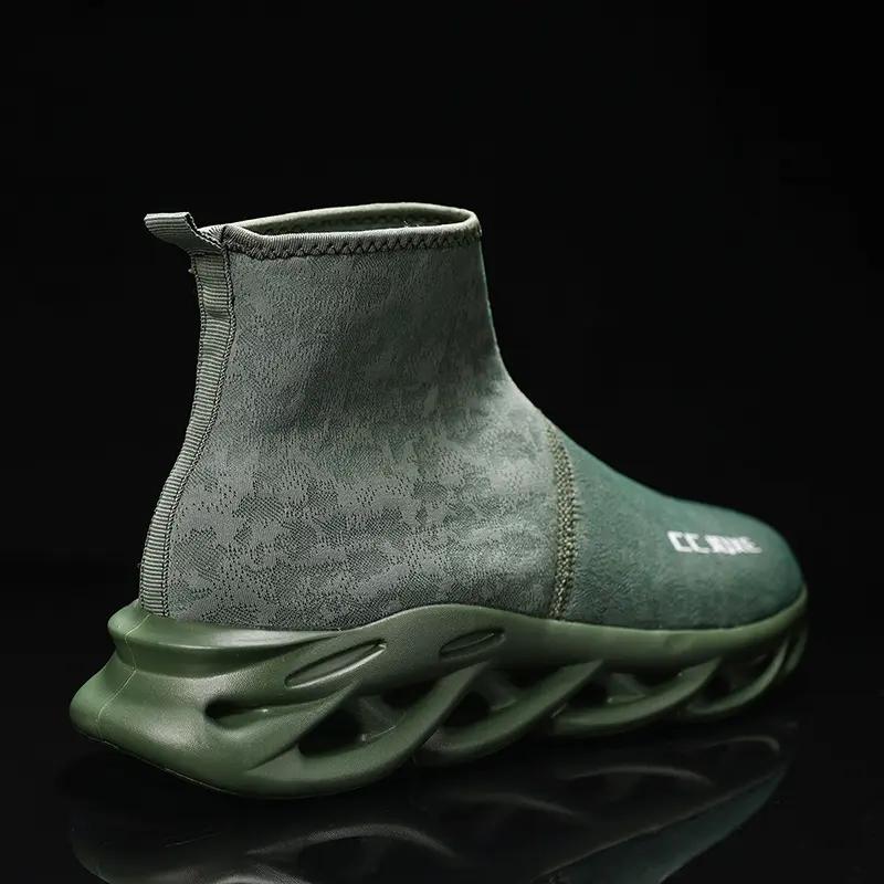 Men's Breathable Casual Sneakers - Non-Slip Outdoor Walking Shoes, Fashion Height Increasing Slip-On Ankle Shoes