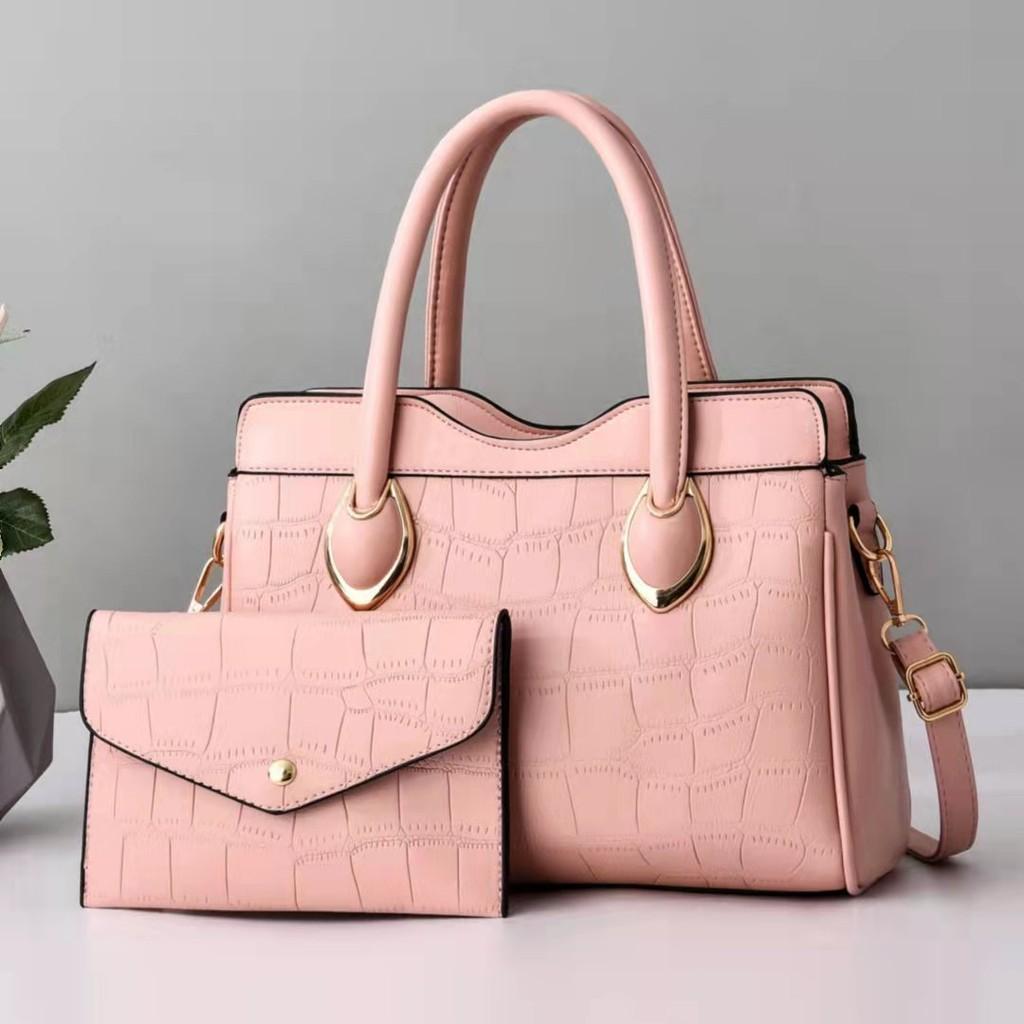 Stone Solid Texture Color Single Shoulder Crossbody Bag With Wallet Fashion