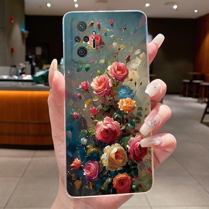 For Xiaomi Redmi Note 10 Pro / Note10 / Note 10S / Poco M5S Case Clear Luxury Butterfly Flower Transparent Soft TPU Phone Cover