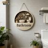 Ornament Bathroom Sign Plate 2D Flat Circle Decorative Plaque  Group Living Area