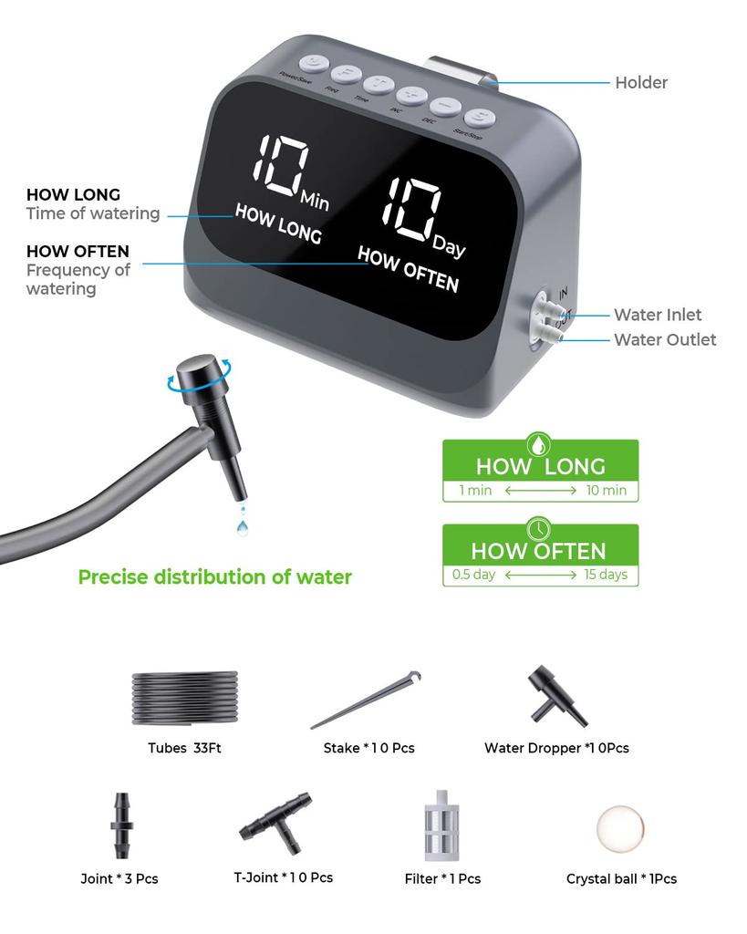 YITIKA Automatic Drip Watering System for Potted Holds 10 Smart 10m Waterproof LED Large Accurate Water Perfect for and Plants Plants, Pots, Timer,