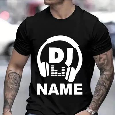 T Shirts for Men Personalized DJ Shirt with Name Funny Disc T-shirts Custom DJ Tee Techno Music Lover Tee Shirts