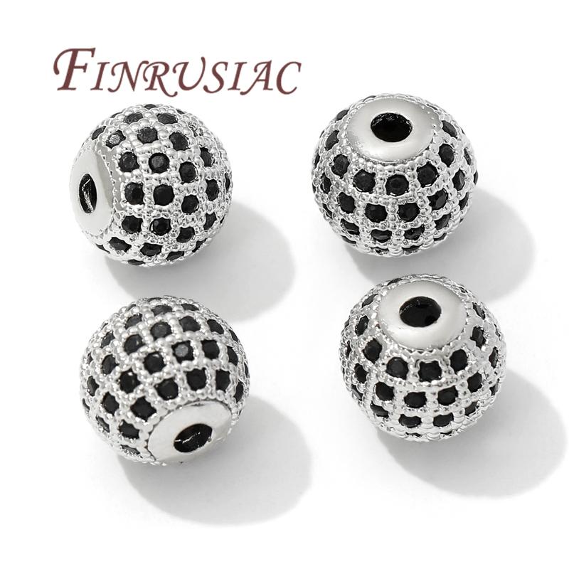 6mm 8mm 10mm Spacer Beads 18K Gold Plated Brass Zircon Bead,Separator For Bead,DIY Jewelry Making Supplies,Bracelets Accessories
