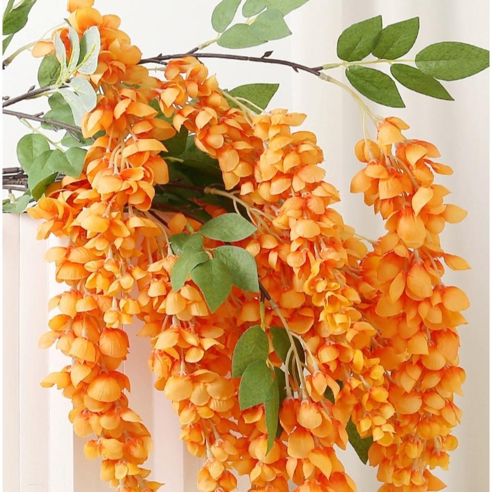 Long Branches Artificial Flower 5 Fork Wisteria Vine Flower Greenery Silk Flower String  Garden