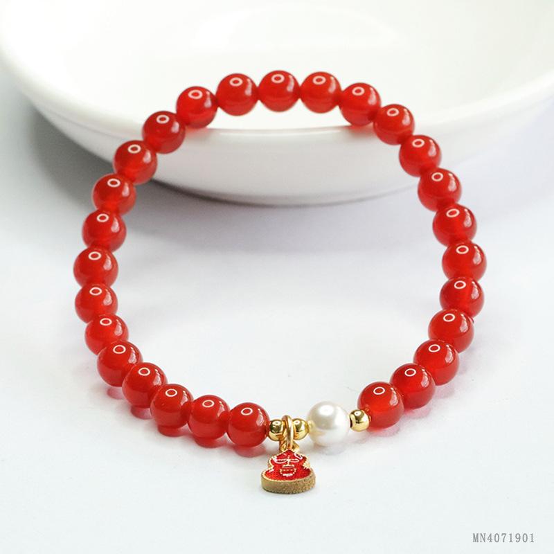 2026 Ximang Red Agate Bracelet Chalcedony Ball Gourd National Fashion Ornament  Generation S4071901 Multi approx. 6mm