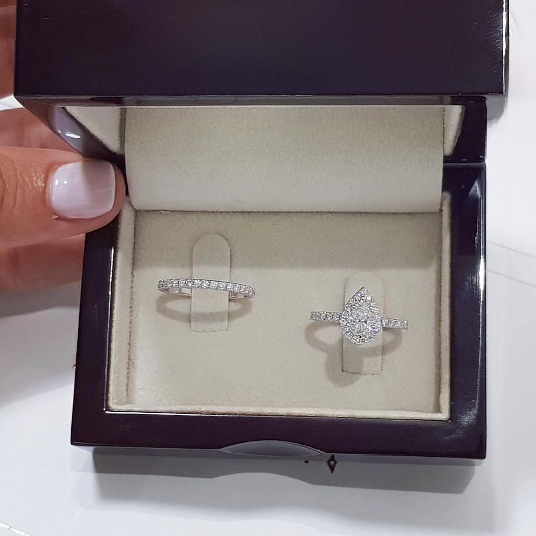 

Sanjie White Gold Electroplated Water Drop Zircon Wedding Ring for Women Size 10