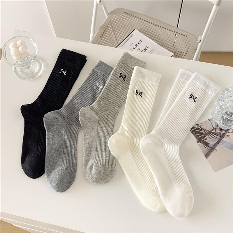 

Women s Spring and Summer Thin Mesh Breathable Bow Pile Socks 1 pair