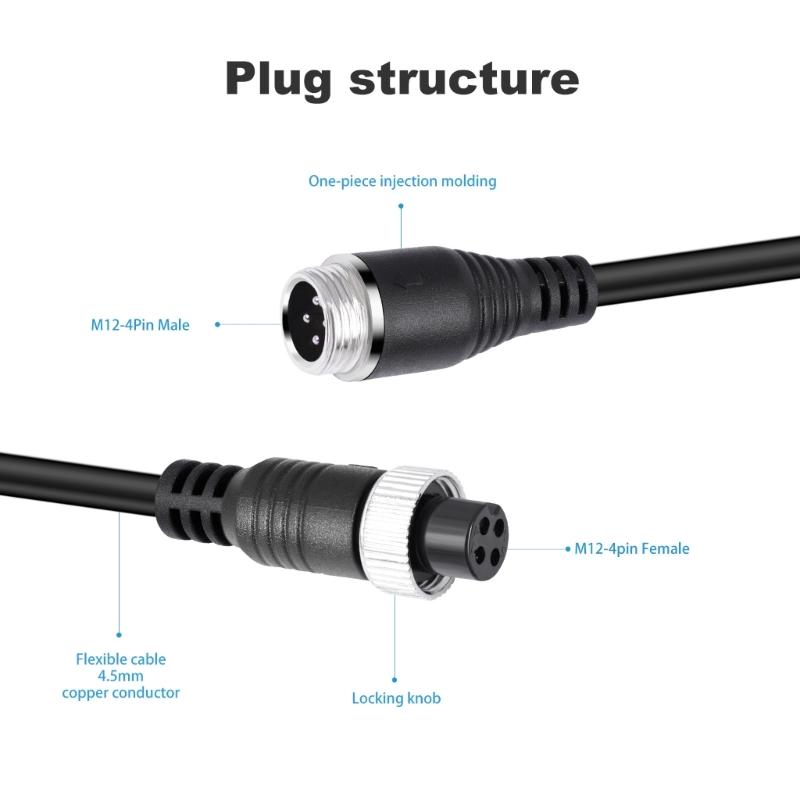 Camera Cable 4Pin Flexible Lengths Aviation Video Extension CableFor Commercial Trucks And Buses Vehicle Backup Cord