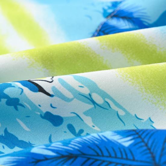 Toddler Boy Hawaiian Outfit Set Sunset Palm Leaves Shirt Shorts Kids Seaside