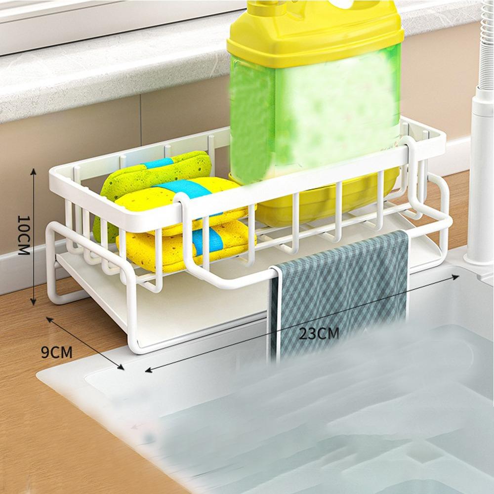Rack de depozitare de dimensiuni mari pentru bucătărie, organizator de cârpe, suport pentru burete, coș de săpun, rafturi pentru baie și șampon