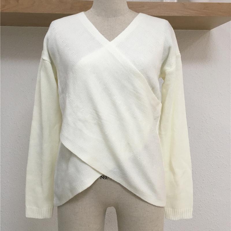IHUASU Autumn and Winter Big Size Women's Commuter Cross Splicing Knit Sweater