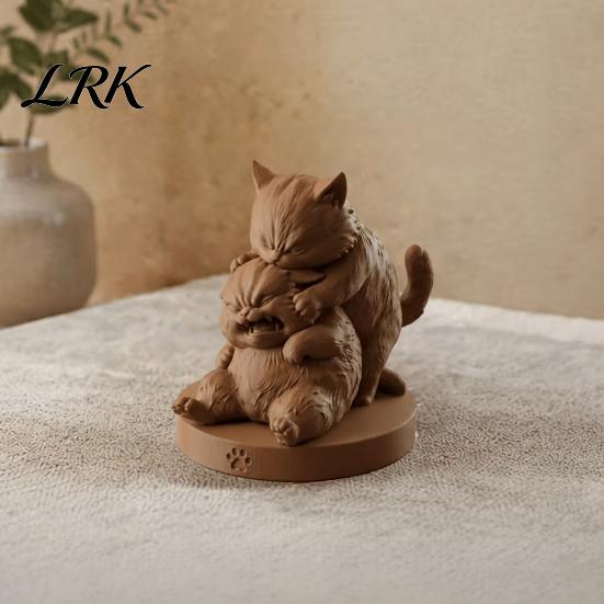 Desktop Cat Ornament Frolicking Cats Figurine, 3D Printed Playful Statue, Cute Funny Decoration Collectible Kitty Sculpture Gift for Lovers Paw Print