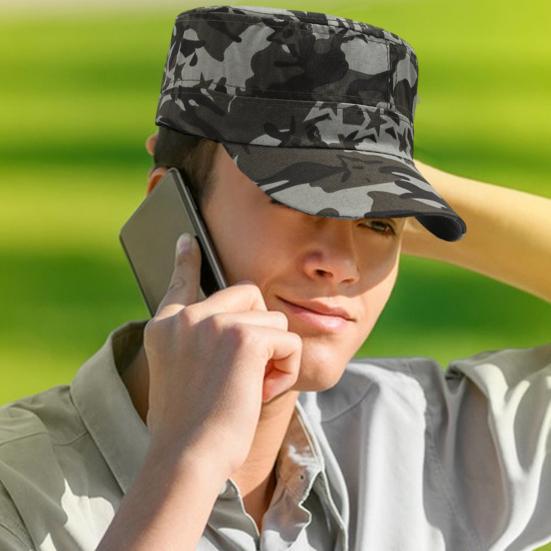 Camouflage Baseball Cap Unisex Lett Anti-UV Solbeskyttelse Bærbar Sommer Flat Hat Utendørs Trening Vandring Sport Cap Voksen Soldat Hat
